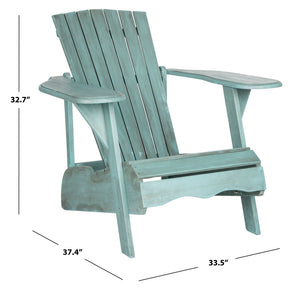 Safavieh MOPANI Chair - Modern Adirondack Design in Sustainable Acacia Wood for Stylish Outdoor Relaxation Beach House Blu PAT6700F