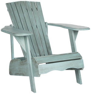 Safavieh MOPANI Chair - Modern Adirondack Design in Sustainable Acacia Wood for Stylish Outdoor Relaxation Beach House Blu PAT6700F