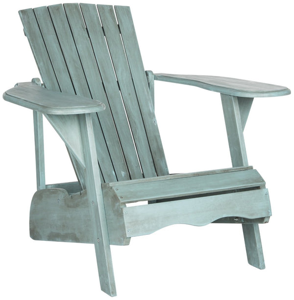 Safavieh MOPANI Chair - Modern Adirondack Design in Sustainable Acacia Wood for Stylish Outdoor Relaxation Beach House Blu PAT6700F