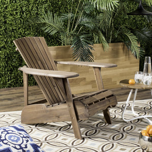 Safavieh MOPANI Chair - Modern Adirondack Design in Sustainable Acacia Wood for Stylish Outdoor Relaxation Rustic Brown PAT6700G