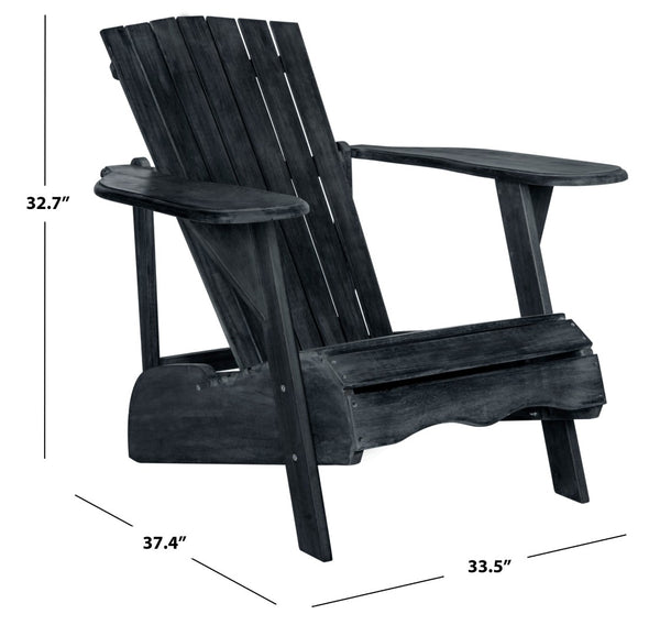 Safavieh MOPANI Chair - Modern Adirondack Design in Sustainable Acacia Wood for Stylish Outdoor Relaxation Dark Slate Gray PAT6700K