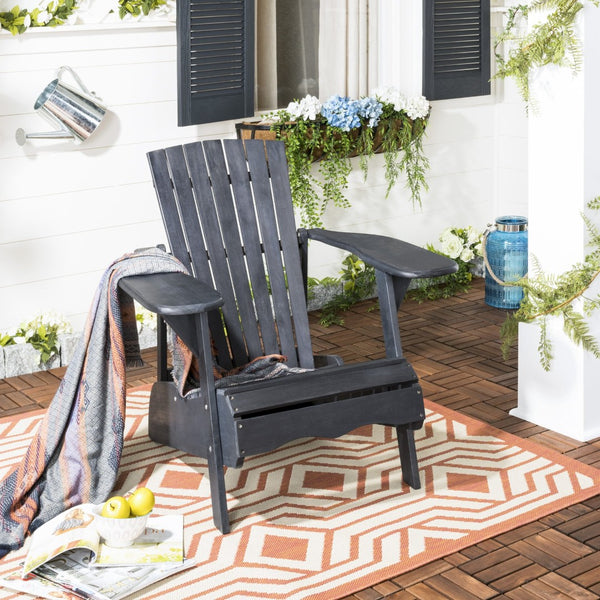 Safavieh MOPANI Chair - Modern Adirondack Design in Sustainable Acacia Wood for Stylish Outdoor Relaxation Dark Slate Gray PAT6700K