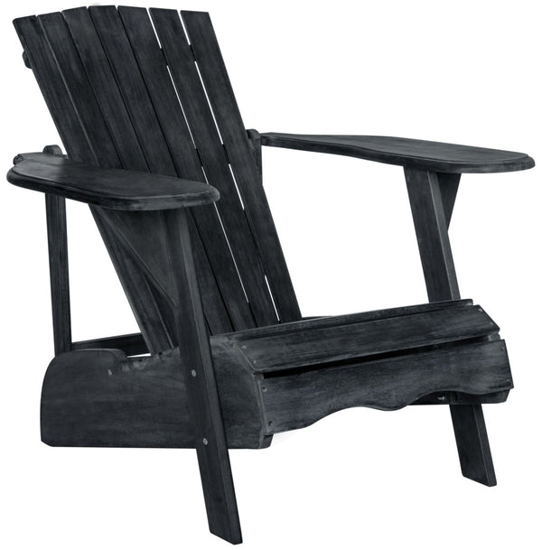 Safavieh MOPANI Chair - Modern Adirondack Design in Sustainable Acacia Wood for Stylish Outdoor Relaxation Dark Slate Gray PAT6700K