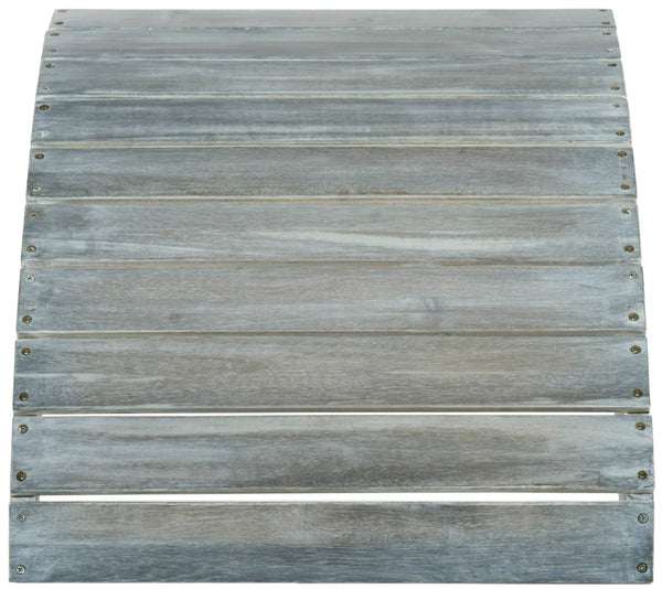 Safavieh MOPANI Ottoman - Stylish Adirondack Slatted Design for Outdoor Comfort and Timeless Curb Appeal Ash Grey PAT6701A