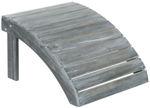 Safavieh MOPANI Ottoman - Stylish Adirondack Slatted Design for Outdoor Comfort and Timeless Curb Appeal Ash Grey PAT6701A