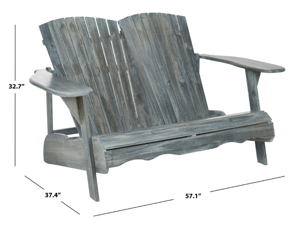 Safavieh HANTOM Adirondack-Style Loveseat - Timeless Outdoor Comfort for Patios, Gardens, and Porches Ash Grey PAT6702A