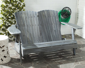 Safavieh HANTOM Adirondack-Style Loveseat - Timeless Outdoor Comfort for Patios, Gardens, and Porches Ash Grey PAT6702A