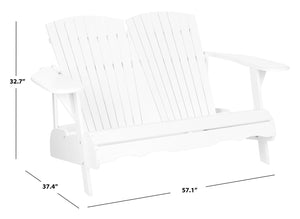 Safavieh HANTOM Adirondack-Style Loveseat - Timeless Outdoor Comfort for Patios, Gardens, and Porches White PAT6702B