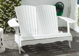 Safavieh HANTOM Adirondack-Style Loveseat - Timeless Outdoor Comfort for Patios, Gardens, and Porches White PAT6702B