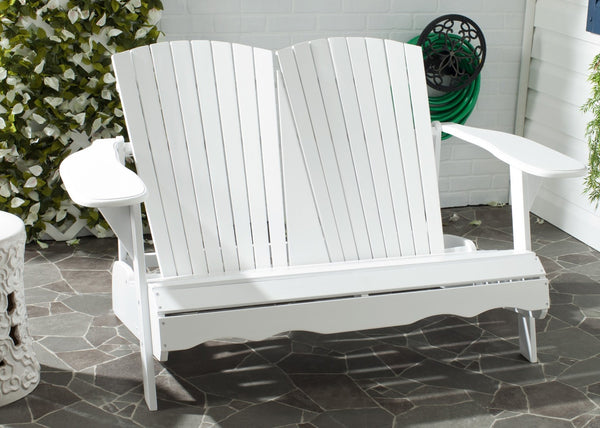 Safavieh HANTOM Adirondack-Style Loveseat - Timeless Outdoor Comfort for Patios, Gardens, and Porches White PAT6702B