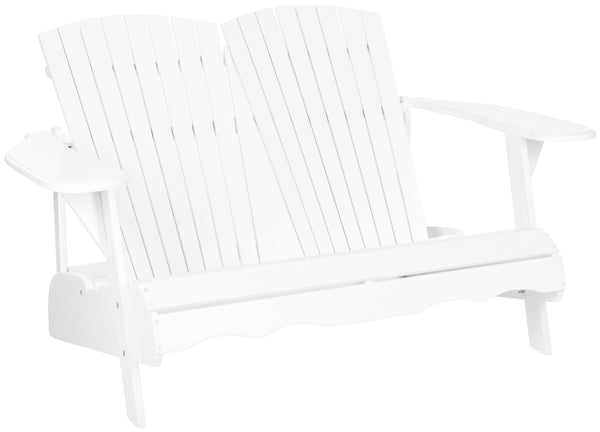 Safavieh HANTOM Adirondack-Style Loveseat - Timeless Outdoor Comfort for Patios, Gardens, and Porches White PAT6702B
