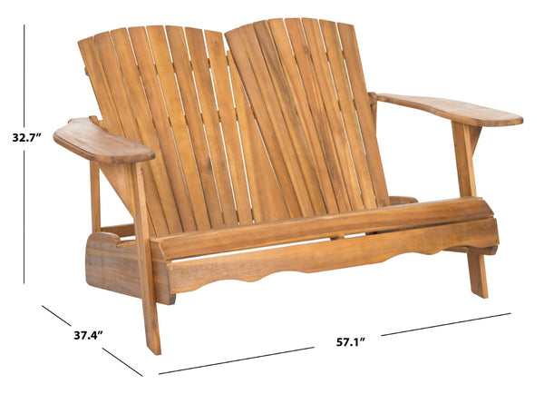 Safavieh HANTOM Adirondack-Style Loveseat - Timeless Outdoor Comfort for Patios, Gardens, and Porches Natural PAT6702C