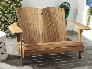 Safavieh HANTOM Adirondack-Style Loveseat - Timeless Outdoor Comfort for Patios, Gardens, and Porches Natural PAT6702C