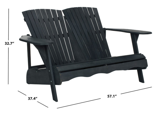 Safavieh HANTOM Adirondack-Style Loveseat - Timeless Outdoor Comfort for Patios, Gardens, and Porches Dark Slate Gray PAT6702K