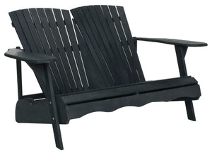 Safavieh HANTOM Adirondack-Style Loveseat - Timeless Outdoor Comfort for Patios, Gardens, and Porches Dark Slate Gray PAT6702K
