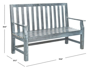 Safavieh INDAKA Garden Bench - Timeless Design in Sustainable Acacia Wood for Stylish Outdoor Spaces Ash Grey PAT6703A