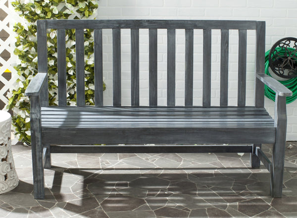 Safavieh INDAKA Garden Bench - Timeless Design in Sustainable Acacia Wood for Stylish Outdoor Spaces Ash Grey PAT6703A