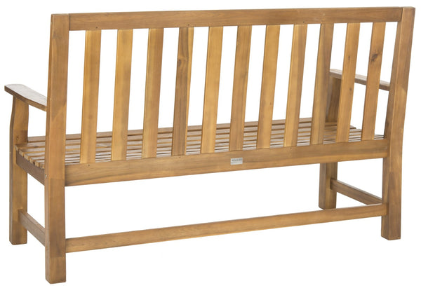 Safavieh INDAKA Garden Bench - Timeless Design in Sustainable Acacia Wood for Stylish Outdoor Spaces Natural PAT6703B