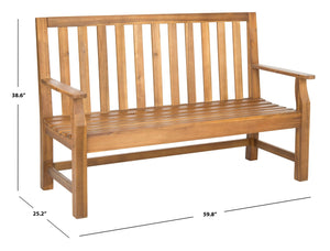 Safavieh INDAKA Garden Bench - Timeless Design in Sustainable Acacia Wood for Stylish Outdoor Spaces Natural PAT6703B