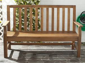 Safavieh INDAKA Garden Bench - Timeless Design in Sustainable Acacia Wood for Stylish Outdoor Spaces Natural PAT6703B