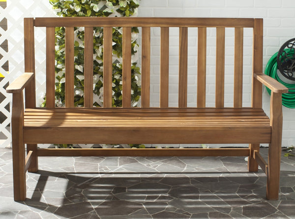Safavieh INDAKA Garden Bench - Timeless Design in Sustainable Acacia Wood for Stylish Outdoor Spaces Natural PAT6703B