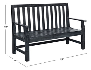 Safavieh INDAKA Garden Bench - Timeless Design in Sustainable Acacia Wood for Stylish Outdoor Spaces Dark Slate Gray PAT6703K
