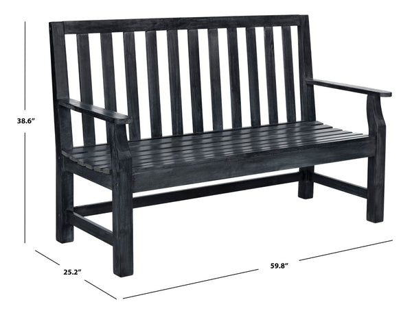 Safavieh INDAKA Garden Bench - Timeless Design in Sustainable Acacia Wood for Stylish Outdoor Spaces Dark Slate Gray PAT6703K