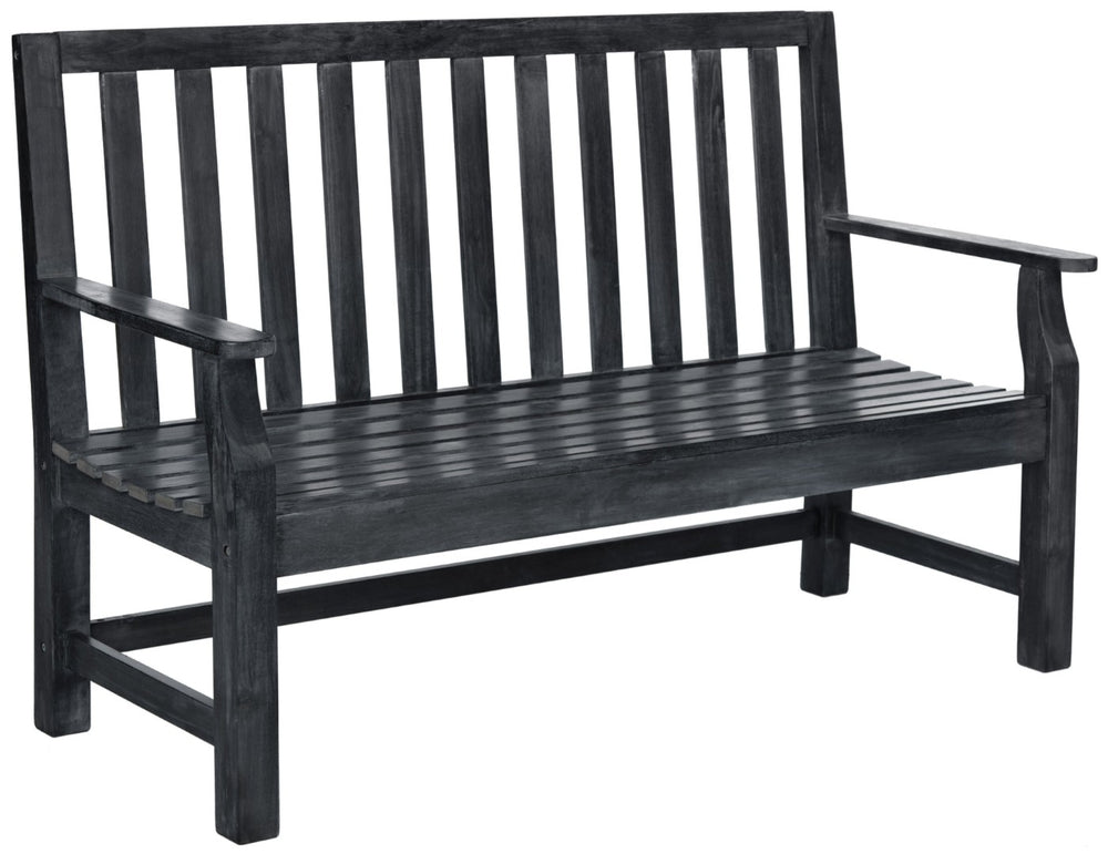 Safavieh INDAKA Garden Bench - Timeless Design in Sustainable Acacia Wood for Stylish Outdoor Spaces Dark Slate Gray PAT6703K