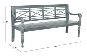 Safavieh KAROO Bench – Timeless Cottage Charm in Sustainable Acacia Wood for Your Outdoor Spaces and Gardens Ash Grey PAT6704A