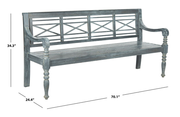 Safavieh KAROO Bench – Timeless Cottage Charm in Sustainable Acacia Wood for Your Outdoor Spaces and Gardens Ash Grey PAT6704A