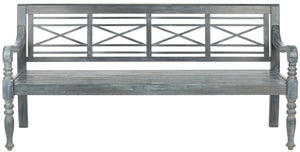 Safavieh KAROO Bench – Timeless Cottage Charm in Sustainable Acacia Wood for Your Outdoor Spaces and Gardens Ash Grey PAT6704A