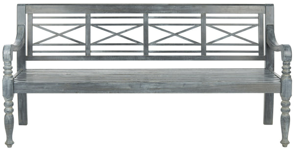 Safavieh KAROO Bench – Timeless Cottage Charm in Sustainable Acacia Wood for Your Outdoor Spaces and Gardens Ash Grey PAT6704A