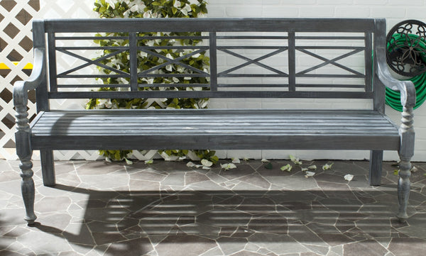 Safavieh KAROO Bench – Timeless Cottage Charm in Sustainable Acacia Wood for Your Outdoor Spaces and Gardens Ash Grey PAT6704A