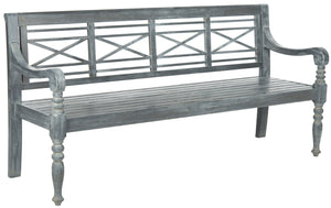 Safavieh KAROO Bench – Timeless Cottage Charm in Sustainable Acacia Wood for Your Outdoor Spaces and Gardens Ash Grey PAT6704A