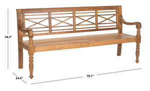 Safavieh KAROO Bench – Timeless Cottage Charm in Sustainable Acacia Wood for Your Outdoor Spaces and Gardens Natural PAT6704B