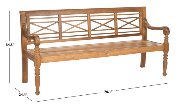 Safavieh KAROO Bench – Timeless Cottage Charm in Sustainable Acacia Wood for Your Outdoor Spaces and Gardens Natural PAT6704B