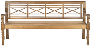 Safavieh KAROO Bench – Timeless Cottage Charm in Sustainable Acacia Wood for Your Outdoor Spaces and Gardens Natural PAT6704B