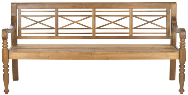Safavieh KAROO Bench – Timeless Cottage Charm in Sustainable Acacia Wood for Your Outdoor Spaces and Gardens Natural PAT6704B