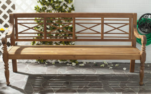Safavieh KAROO Bench – Timeless Cottage Charm in Sustainable Acacia Wood for Your Outdoor Spaces and Gardens Natural PAT6704B