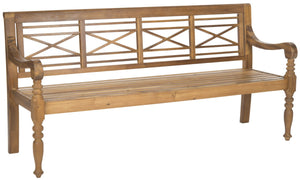 Safavieh KAROO Bench – Timeless Cottage Charm in Sustainable Acacia Wood for Your Outdoor Spaces and Gardens Natural PAT6704B