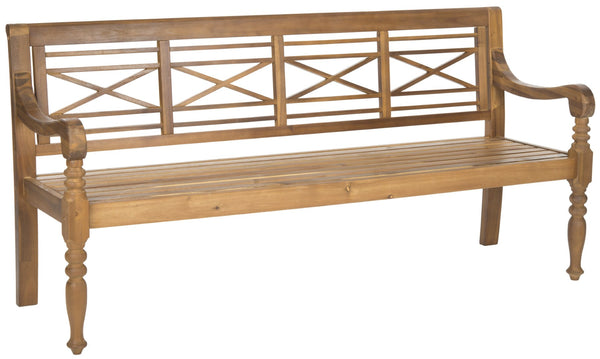 Safavieh KAROO Bench – Timeless Cottage Charm in Sustainable Acacia Wood for Your Outdoor Spaces and Gardens Natural PAT6704B