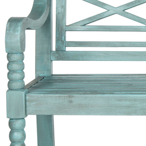 Safavieh KAROO Bench – Timeless Cottage Charm in Sustainable Acacia Wood for Your Outdoor Spaces and Gardens Beach House Blu PAT6704C