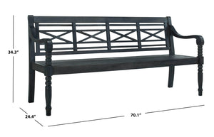 Safavieh KAROO Bench – Timeless Cottage Charm in Sustainable Acacia Wood for Your Outdoor Spaces and Gardens Dark Slate Gray PAT6704K