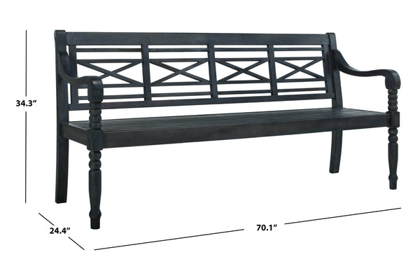 Safavieh KAROO Bench – Timeless Cottage Charm in Sustainable Acacia Wood for Your Outdoor Spaces and Gardens Dark Slate Gray PAT6704K