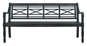 Safavieh KAROO Bench – Timeless Cottage Charm in Sustainable Acacia Wood for Your Outdoor Spaces and Gardens Dark Slate Gray PAT6704K
