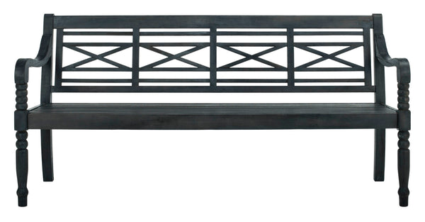 Safavieh KAROO Bench – Timeless Cottage Charm in Sustainable Acacia Wood for Your Outdoor Spaces and Gardens Dark Slate Gray PAT6704K