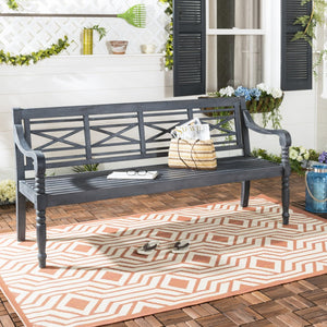 Safavieh KAROO Bench – Timeless Cottage Charm in Sustainable Acacia Wood for Your Outdoor Spaces and Gardens Dark Slate Gray PAT6704K