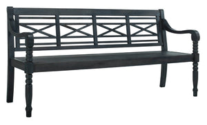 Safavieh KAROO Bench – Timeless Cottage Charm in Sustainable Acacia Wood for Your Outdoor Spaces and Gardens Dark Slate Gray PAT6704K