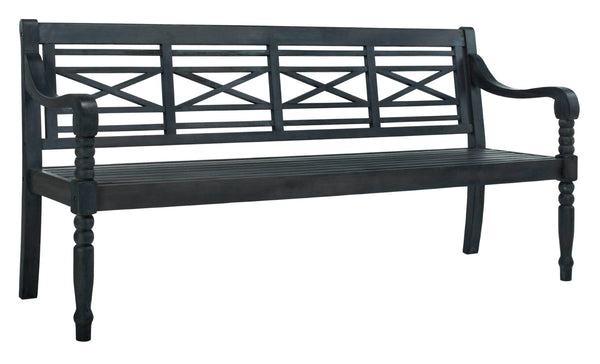 Safavieh KAROO Bench – Timeless Cottage Charm in Sustainable Acacia Wood for Your Outdoor Spaces and Gardens Dark Slate Gray PAT6704K
