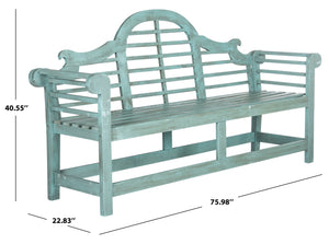 Safavieh KHARA Garden Bench - Timeless Lutyens-Inspired Outdoor Seating for Patios and Gardens, Durable Design Beach House Blu PAT6705C
